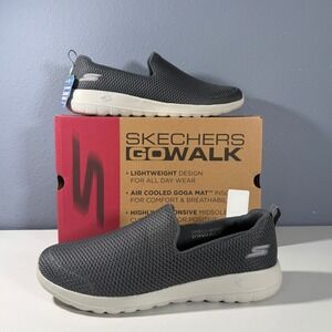 Skechers Go Walk Joy Womens 12 Charcoal Grey Slip‎ On Walking Shoes NEW